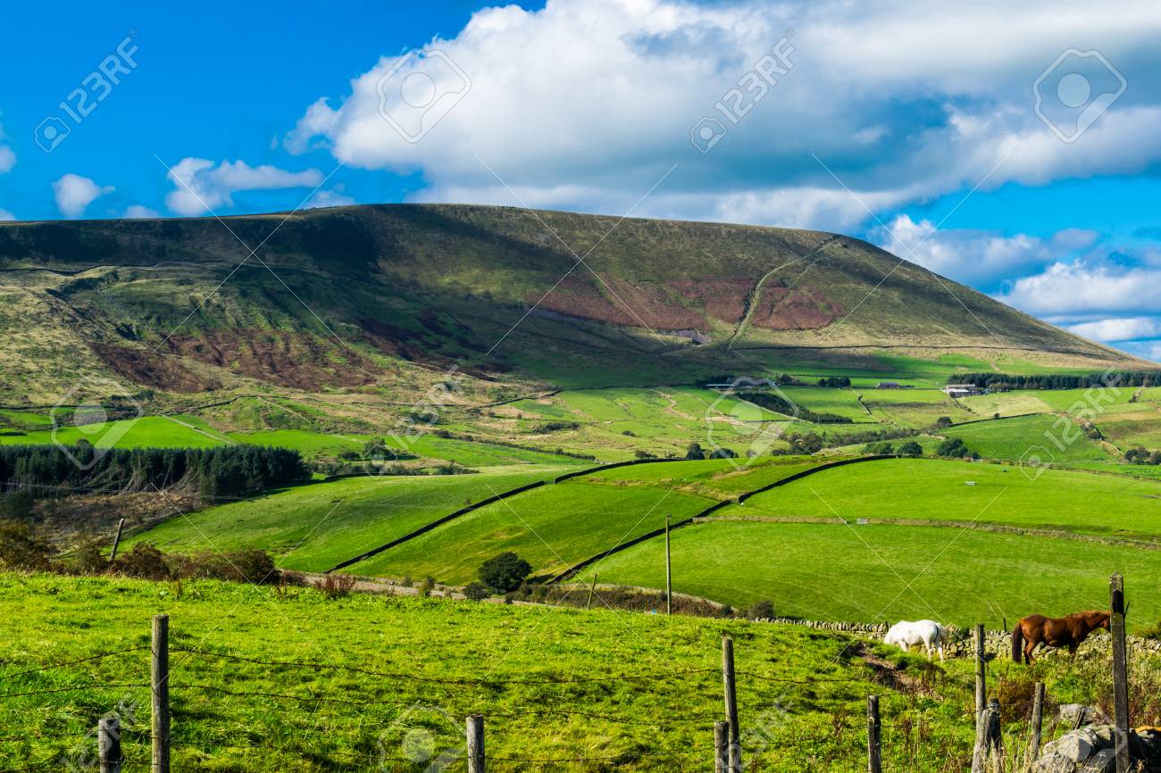 Scenic view on Pendle Hill on summer. Forest Of Bowland , Lancashire, England UK